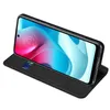 A black flip case for a smartphone is shown with the phone inside, displaying its screen. Podgląd zdjęcia produktu