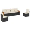 Design 6-tlg. Garten-Sofagarnitur mit Kissen Schwarz Poly Produktbild-Vorschau 2