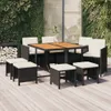 9-tlg. Garten-Essgruppe mit Kissen Poly Rattan Schwarz Produktbild-Vorschau 2