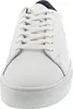 A close-up, front-facing view of a white leather sneaker. Voir les images du produit