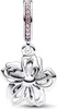 A silver charm with pink accents shaped like a flower. Produktbild-Vorschau