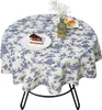 Tischdecke aus Baumwollleinen mit blauem Blumenmuster im Produktbild-Vorschau 1