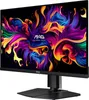 A black computer monitor with a colorful abstract wallpaper displayed on its screen, shown from a three-quarter angle on its stand. Produktbild-Vorschau