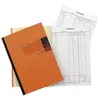 An orange Kassenbuch (cash book) is shown open, with several pages of a ledger visible. Produktbild-Vorschau