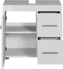 A white bathroom vanity cabinet with one door and two drawers, shown from the front. Podgląd zdjęcia produktu
