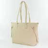 A cream-colored tote bag with embossed patterns is shown against a white background. Produktbild-Vorschau