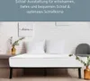 A mattress on a bed frame in a bedroom setting, with decorative elements. Produktbild-Vorschau