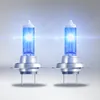 Two blue automotive headlight bulbs with silver bases are shown against a light gray and white gradient background. Anteprima dell’immagine prodotto