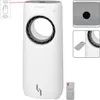 A collage of images showing a white tower fan and its remote control. Anteprima dell’immagine prodotto