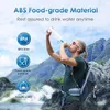 A man drinking from a water bottle while hiking in a mountainous landscape. Anteprima dell’immagine prodotto