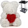 Cremefarbener Teddybär mit rotem Herz - 40 cm + Produktbild-Vorschau 1