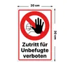 Zutritt für Unbefugte verboten 20cmx30cm mit Klebepads Produktbild-Vorschau 2