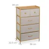 Commode Relaxdays, bambou, 5 tiroirs en tissu, entrée, Voir les images du produit 4