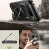 A collage of images showing a phone case with a ring holder and kickstand, demonstrating its features and how it is used. Náhľad obrázku produktu