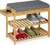 Relaxdays Schuhbank, Polsterbank mit Schuhablage, 2 Ebenen, Produktbild-Vorschau 1
