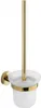 A gold and white toilet brush holder mounted on a wall. Produktbild-Vorschau