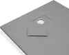 A close-up, angled view of a gray shower tray with a drain and cover. Produktbild-Vorschau