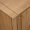 A close-up view of the corner of a wooden TV cabinet. Produktbild-Vorschau