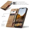 A brown leather phone case with card slots and a phone inside is shown. Produktbild-Vorschau