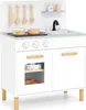 COSTWAY Kinderküche mit 10 Zubehör, Spielküche Holz mit Produktbild-Vorschau 1
