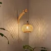 Holz Innen Wandleuchte, Vintage Wandlampe, Retro Bambus Produktbild-Vorschau 7