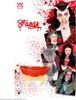 A collage of images showing people dressed as vampires and other monsters, with a product package in the foreground. Produktbild-Vorschau