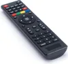 A black remote control is shown from a diagonal angle on a white background. Produktbild-Vorschau