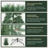 A collage of four images showcasing features of an artificial Christmas tree, with descriptive text in German. Produktbild-Vorschau