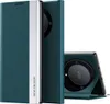 A teal and silver phone case is displayed, with one case standing upright and another open and propped up. Produktbild-Vorschau