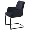 A single dark blue armchair with a black metal frame is shown against a white background. Produktbild-Vorschau
