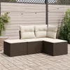 vidaXL 4-tlg. Garten-Sofagarnitur mit Kissen Braun Poly Produktbild-Vorschau 2