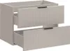 A beige bathroom cabinet with two drawers, one of which is open. Produktbild-Vorschau