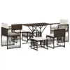 7-tlg. Garten-Essgruppe mit Kissen Braun Poly Rattan Produktbild-Vorschau 1