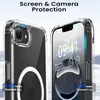 Two clear phone cases are shown, one displaying the back and camera of a phone, and the other showing the front screen of a phone with the time displayed. Produktbild-Vorschau