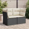 vidaXL Gartensofa mit Kissen 2-Sitzer Schwarz Poly Rattan Produktbild-Vorschau 2