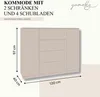 YUMEBLY Kommode mit 2 Türen und 4 Schubladen | 120x97x40 cm Produktbild-Vorschau 4