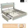 Lit double UnboxG 140 x 190 cm beige en tissu avec 4 Voir les images du produit 6