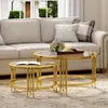 STILVORA Runden Couchtisch Set Gold, Beistelltisch Set Produktbild-Vorschau 1
