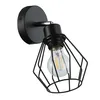 A black metal wall lamp with a geometric cage design and an Edison-style LED bulb. Produktbild-Vorschau
