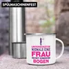 Trendation - Bogenschießen Frau Emaille Tasse Geschenk Produktbild-Vorschau 3