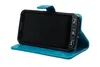 A turquoise bookstyle wallet case for a smartphone, shown from a slightly elevated side angle. Podgląd zdjęcia produktu