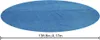 A blue oval solar cover for a pool is shown laid flat. A measurement line with text indicating the size is displayed below it. Podgląd zdjęcia produktu
