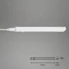 A white LED under-cabinet light bar is shown horizontally against a plain gray background. Below the light bar is a technical drawing with dimensions. Produktbild-Vorschau