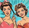 Wanduhr aus Glas mit Motiv Retro Frauen Illustration- 30 x Produktbild-Vorschau 1
