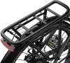A close-up view of the rear rack and wheel of a black bicycle. Produktbild-Vorschau