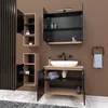 Szafka z lustrem czarna 60 x 16 x 75 cm czarny/dąb Podgląd zdjęcia produktu 3