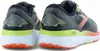 A pair of black and gray Brooks running shoes with neon yellow and coral accents, shown from the back. Podgląd zdjęcia produktu