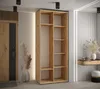 A modern entryway with a wooden door, a tall storage unit, and decorative elements. Produktbild-Vorschau