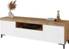 A modern TV stand with a wood-effect top and white cabinet doors, displayed against a white background. Náhľad obrázku produktu