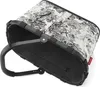 A black and white toile-patterned reisenthel carrybag is shown from a top-down perspective. Produktbild-Vorschau